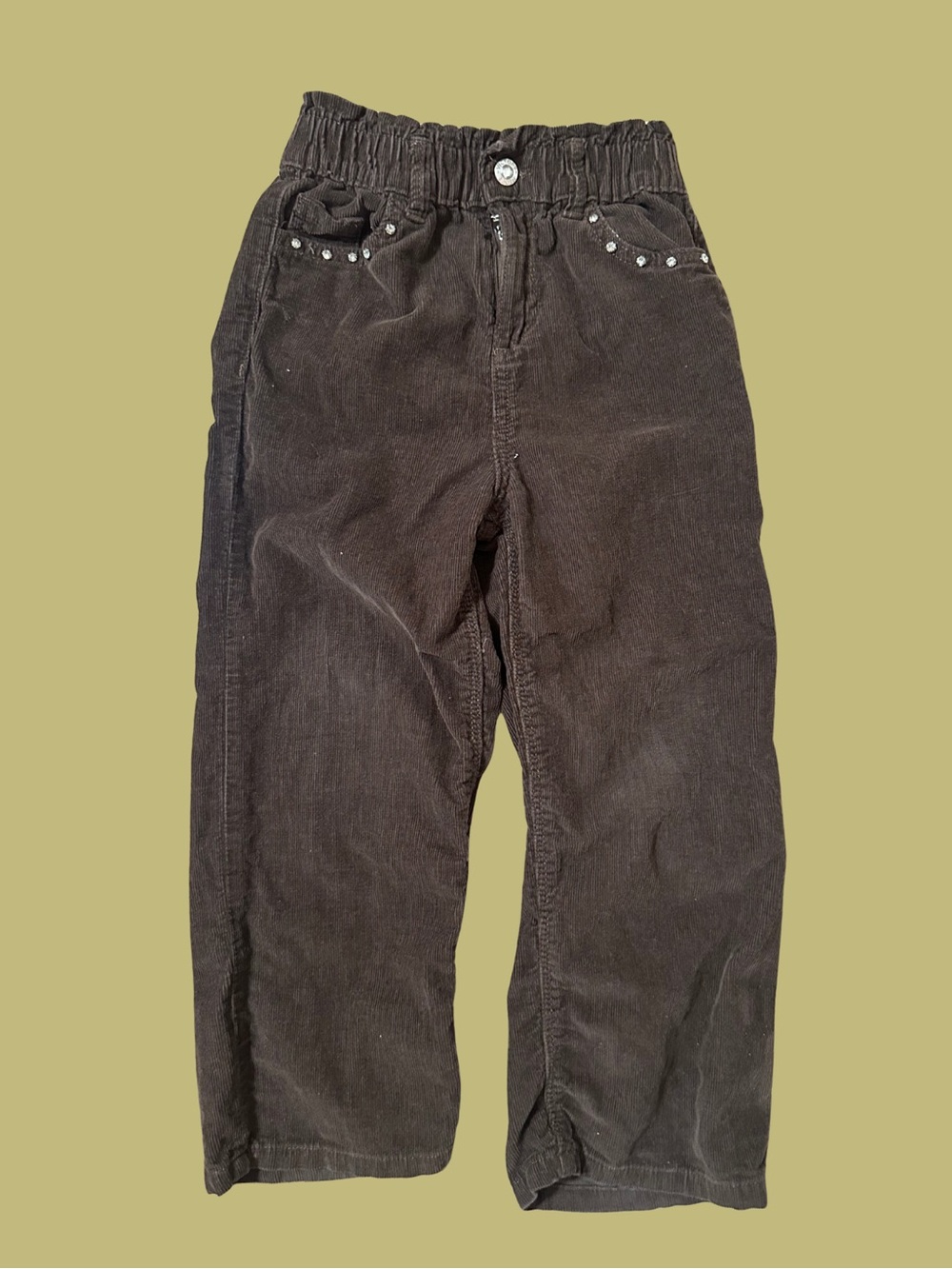 Derek Heart Brown Corduroy Pull-On Pants with Stud Detail